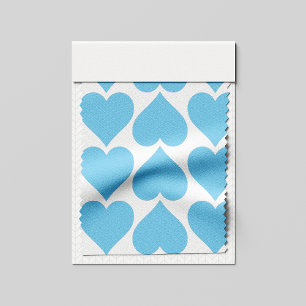 Blue Hearts Pattern, Romantic, Love Fabric