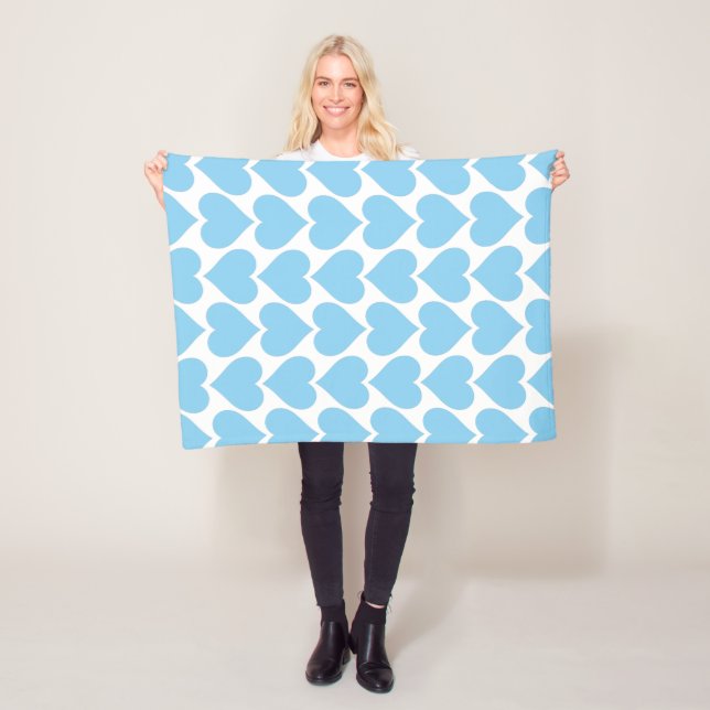 Blue Hearts Pattern, Romantic, Love Fleece Blanket (In Situ)