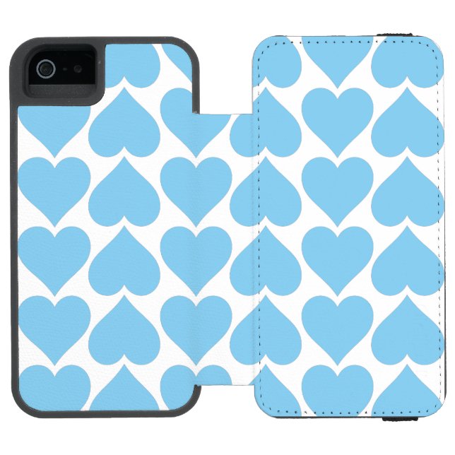 Blue Hearts Pattern, Romantic, Love Incipio iPhone Wallet Case (Folio Open)