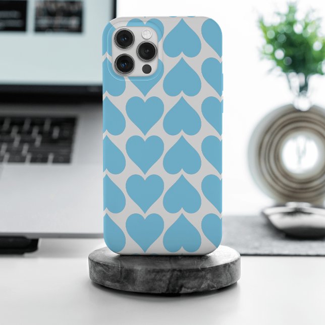 Blue Hearts Pattern, Romantic, Love iPhone Case (Creator Uploaded)
