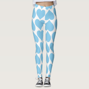 Blue Hearts Pattern, Romantic, Love Leggings