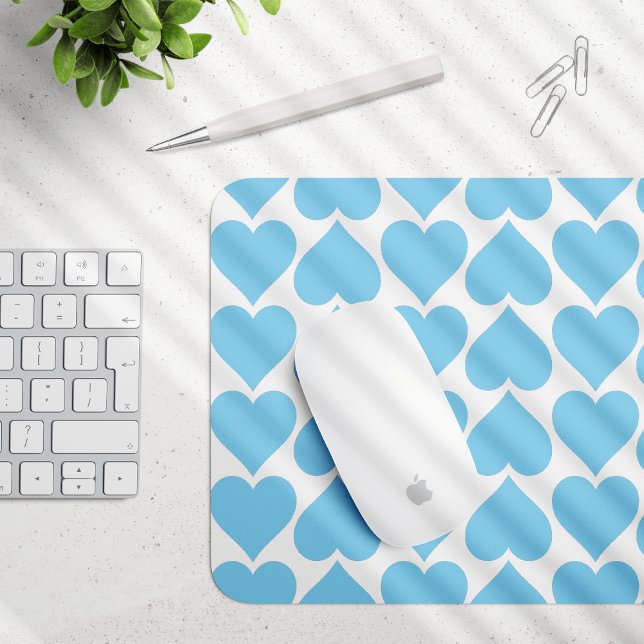 Blue Hearts Pattern, Romantic, Love Mouse Pad (Creator Uploaded)