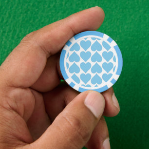 Blue Hearts Pattern, Romantic, Love Poker Chips