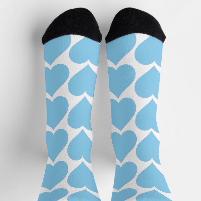 Blue Hearts Pattern, Romantic, Love Socks (Top)