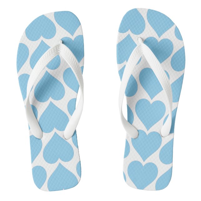 Blue Hearts Pattern, Romantic, Love Thongs (Footbed)