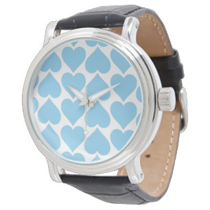 Blue Hearts Pattern, Romantic, Love Watch