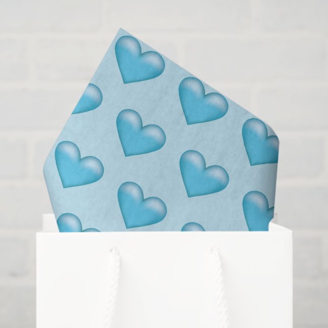 Blue Hearts Pattern Tissue Paper (Gift Bag)