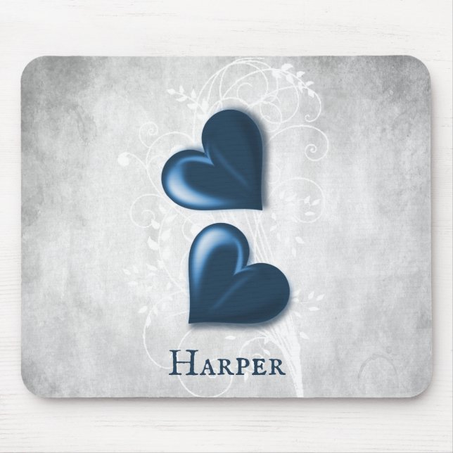 Blue Hearts Personalised Mouse Pad (Front)