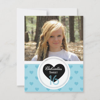 Blue Hearts: Picture:Sweet 16 Party Invitation