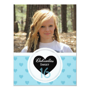 Blue Hearts: Picture:Sweet 16 Party Invitation
