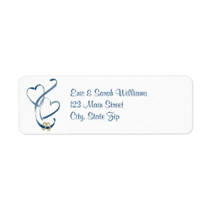 Blue Hearts Return Address Labels