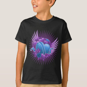 Blue Hearts Roses and Wings T-Shirt