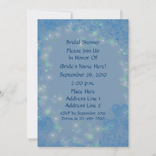 Blue Hearts Sparkly Lights Bridal Shower  Invitation