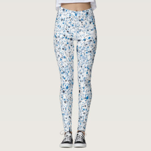 Blue Hearts Splatter Paint, Abstract Leggings