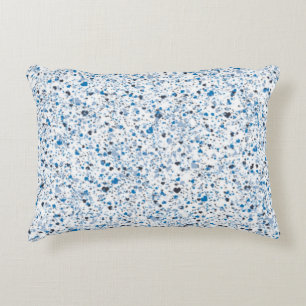 Blue Hearts Splatter Paint, Speckled Decorative Cushion