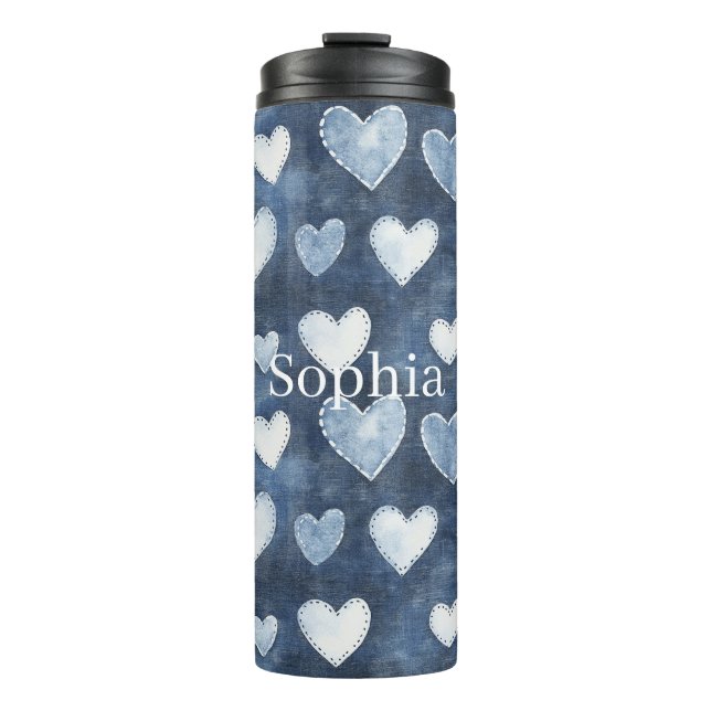 Blue Hearts Thermal Tumbler (Front)
