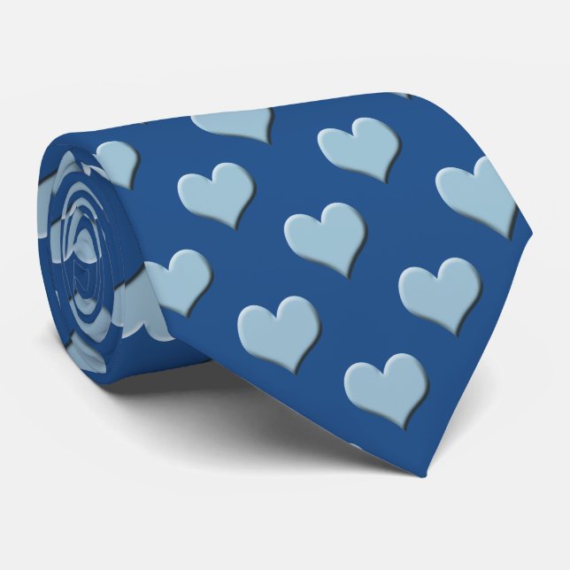 Blue Hearts Tie (Rolled)