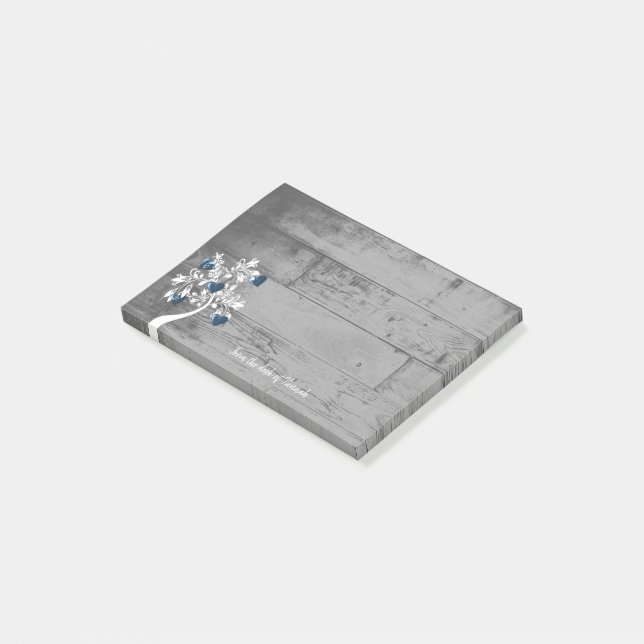 Blue Hearts Tree Personalised Notes (Angled)