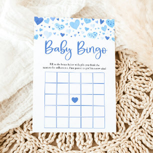 Blue Hearts Valentine Baby Bingo Baby Shower Game Invitation