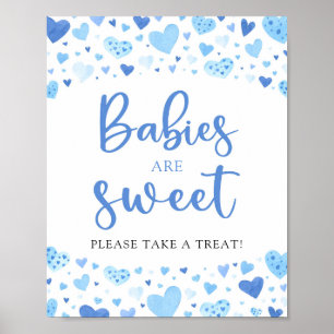 Blue Hearts Valentine Baby Shower Babies are Sweet Poster