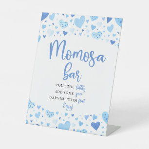 Blue Hearts Valentine Baby Shower Momosa Bar Sign