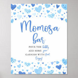Blue Hearts Valentine Baby Shower Momosa Bar Sign