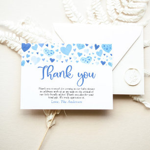 Blue Hearts Valentine Baby Shower Thank you Card