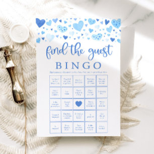 Blue Hearts Valentine Find the Guest Bingo Game Invitation