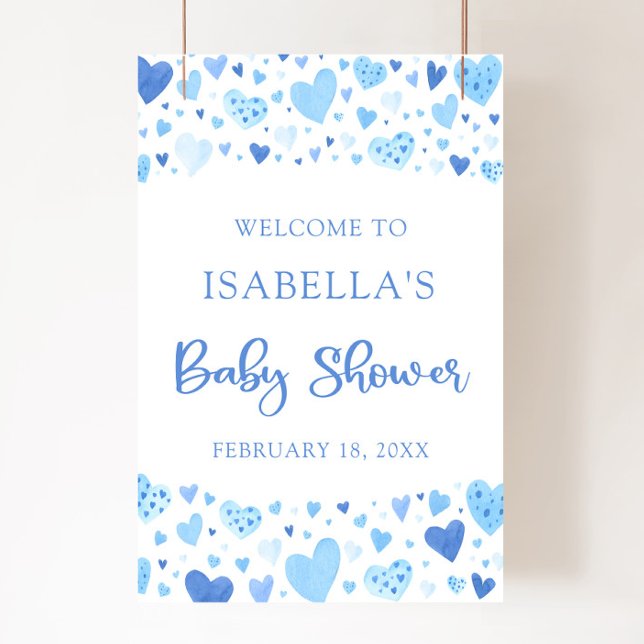 Blue Hearts Valentine Sweetheart Baby Shower Poster (Creator Uploaded)