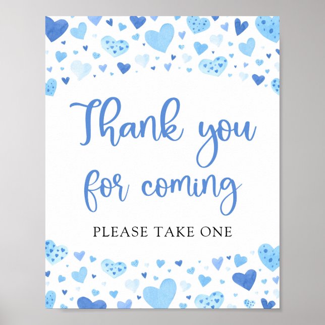 Blue Hearts Valentine Thank You For Coming sign (Front)