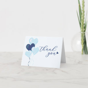 Blue Hearts Valentines Baby Shower  Thank You Card