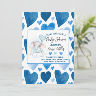 Blue Hearts Winter Baby Shower Invitation