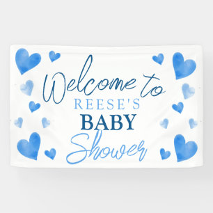 Blue Hearts Winter Baby Shower Welcome Banner