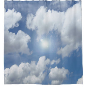 Blue Heaven Clouds I + your text & ideas Shower Curtain