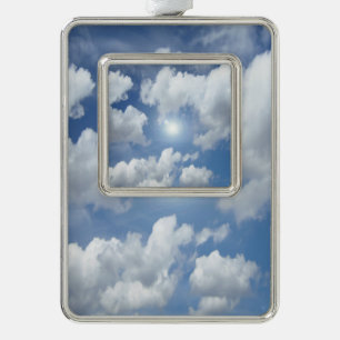 Blue Heaven Clouds + your ideas Silver Plated Framed Ornament