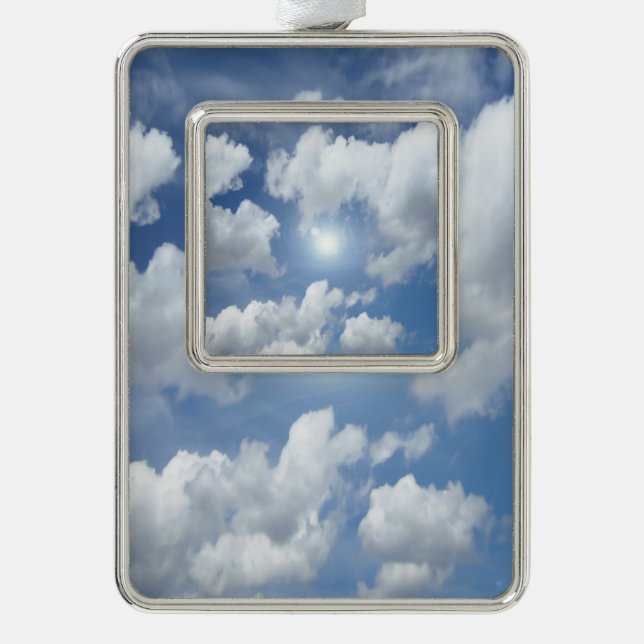 Blue Heaven Clouds + your ideas Silver Plated Framed Ornament (Front)