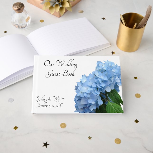 Blue Heaven Custom Wedding Guest Book (Front Open)