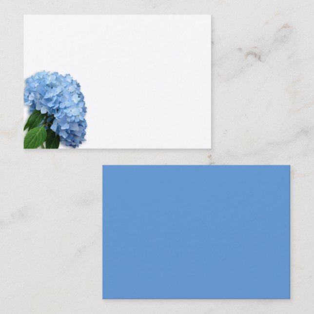 Blue Heaven Hydrangea Flower Blank White Place Card (Front/Back)