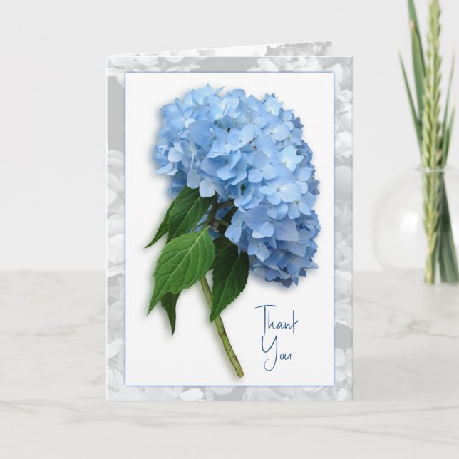 Blue Heaven Hydrangea on Stem Thank You Note Card (Front)