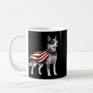 Blue Heeler 4th Of July Aamerican Flag Dog Coffee Mug