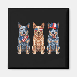 Blue Heeler 4th Of July Aamerican Flag Dog Magnet