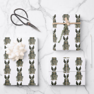 Blue Heeler ACD Cattle Dog Watercolor Art Wrapping Paper Sheet