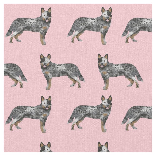 Blue Heeler cattle dog pink Fabric (Close Up)