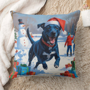 Blue Heeler Christmas Festive Snow Scene Cushion
