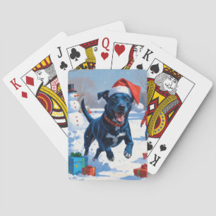 Blue Heeler Christmas Festive Snow Scene Playing Cards