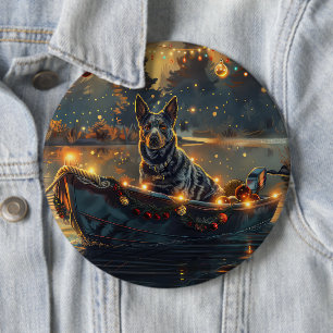 Blue Heeler Christmas Festive Voyage 6 Cm Round Badge