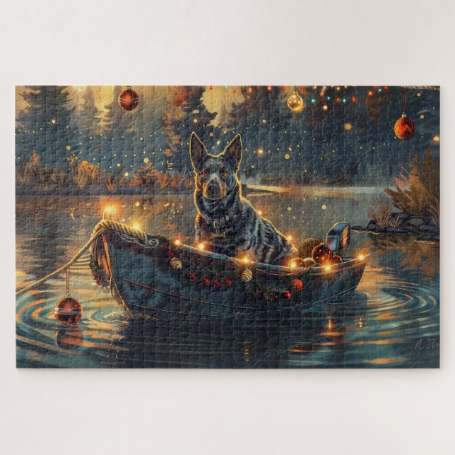 Blue Heeler Christmas Festive Voyage Jigsaw Puzzle (Horizontal)