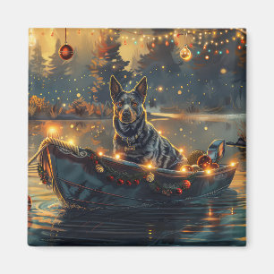 Blue Heeler Christmas Festive Voyage Magnet