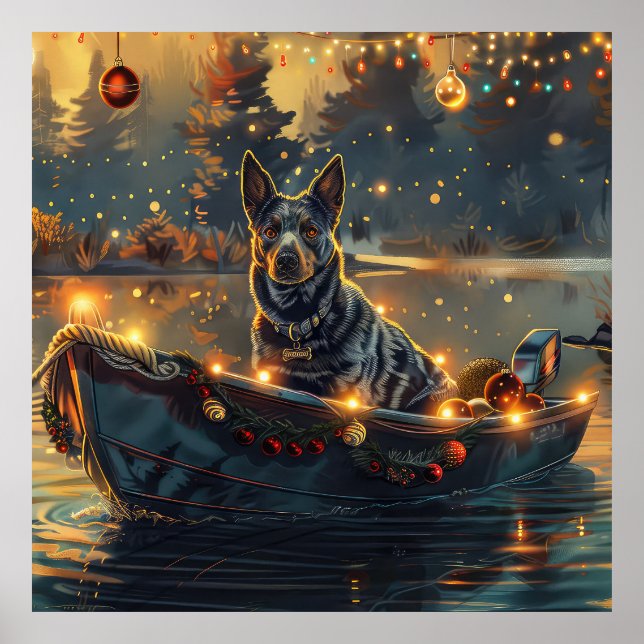 Blue Heeler Christmas Festive Voyage Poster (Front)