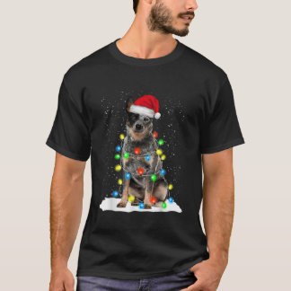 Blue Heeler Christmas Light Funny Gift For Dog Lov T-Shirt